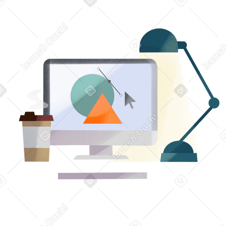 Graphic designer workspace Illustration in PNG, SVG