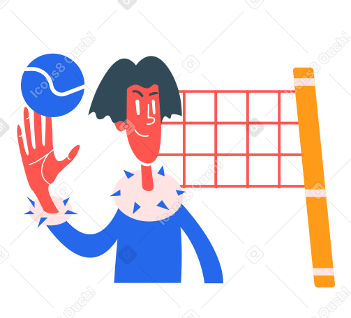 Man throwing a volleyball over net PNG, SVG