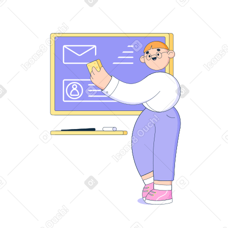 Man erases the inscription from the board PNG, SVG