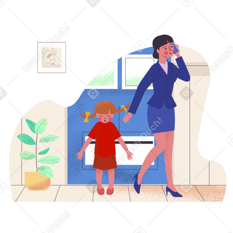 Busy mother Illustration in PNG, SVG
