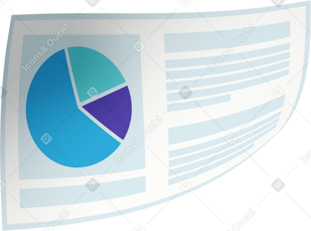 3D paper page with pie chart and text Illustration in PNG, SVG