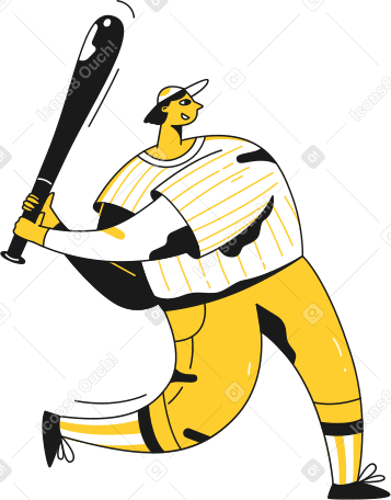 Анимированная иллюстрация бейсболист в GIF, Lottie (JSON), AE