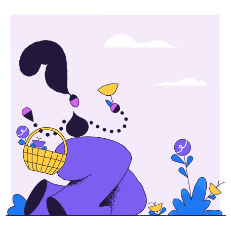 Collecting flowers Illustration in PNG, SVG