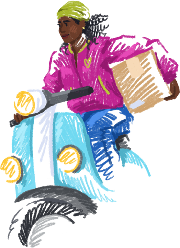 Female courier with box PNG, SVG