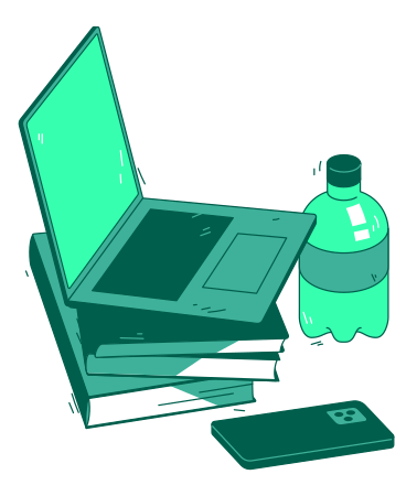 Laptop on a stack of books PNG, SVG