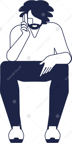 sitting man line Illustration in PNG, SVG