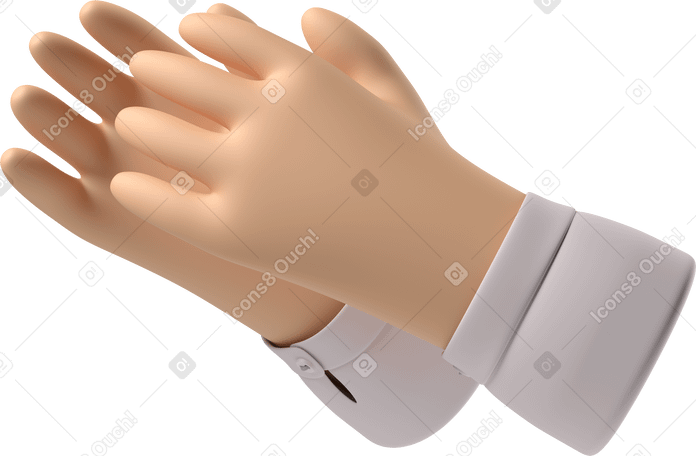 3D Clapping white skin hands Illustration in PNG, SVG
