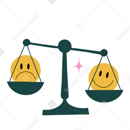 Happy and sad smileys on weighing scale PNG, SVG