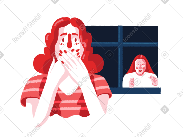 女人害怕窗户里可怕的邻居 PNG, SVG