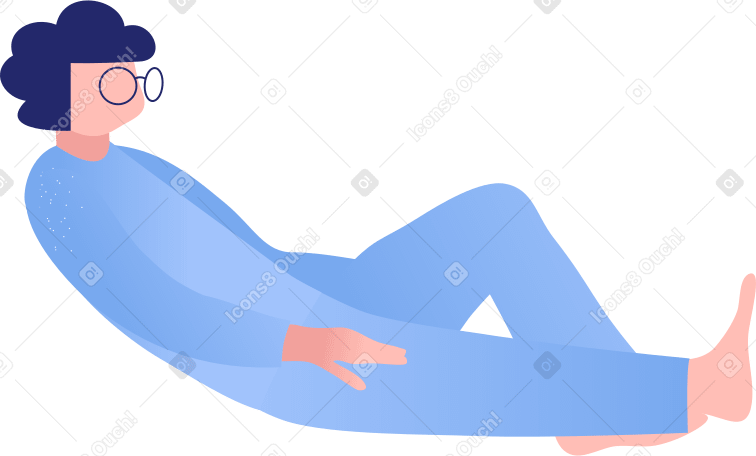 man in glasses lying in blue pajama Illustration in PNG, SVG