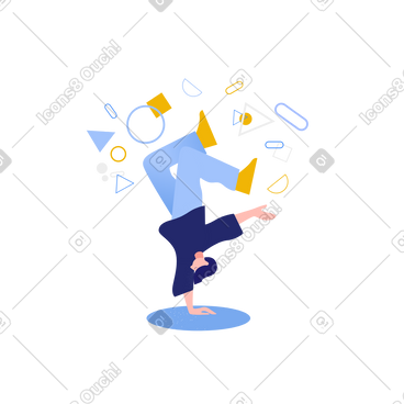 Man breakdancing and doing a handstand animated illustration in GIF, Lottie (JSON), AE