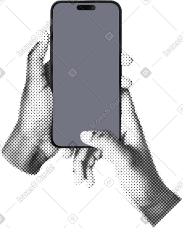 Hands with phone PNG, SVG