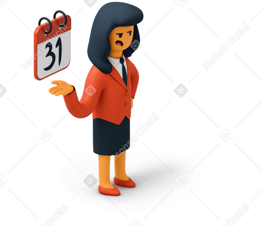 3D Woman with calendar reminder Illustration in PNG, SVG