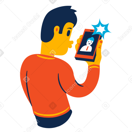 Man taking a selfie with smartphone PNG, SVG