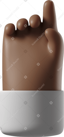 3D Dark brown skin hand in white shirt pointing up Illustration in PNG, SVG