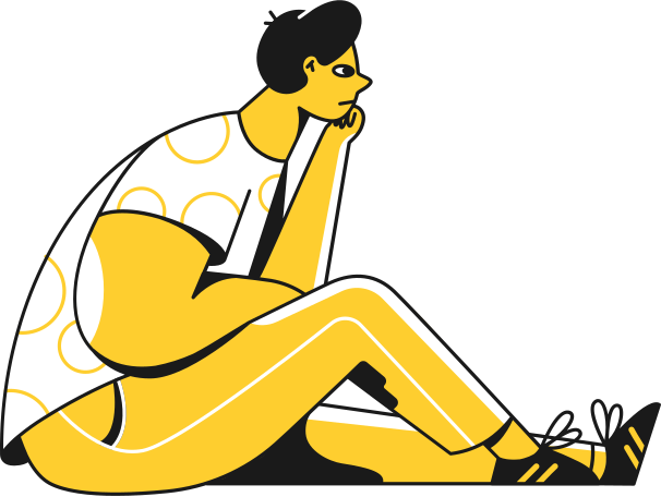 man sitting thinking Illustration in PNG, SVG