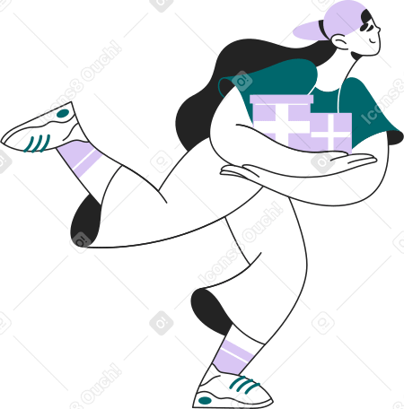 running girl with boxes Illustration in PNG, SVG