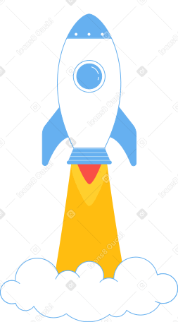small rocket with a cloud of smoke Illustration in PNG, SVG