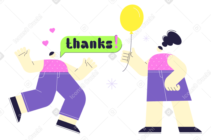 Thanks text and one person says thank you to another PNG, SVG