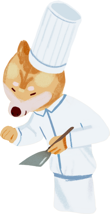 chef in a cap and apron holding spatula PNG, SVG
