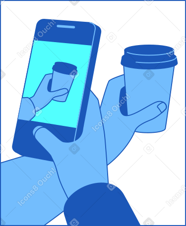 Cornice con telefono e caffè PNG, SVG