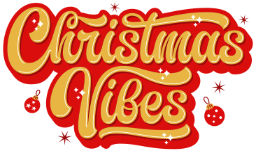 lettering christmas vibes with stars and christmas decor text PNG, SVG