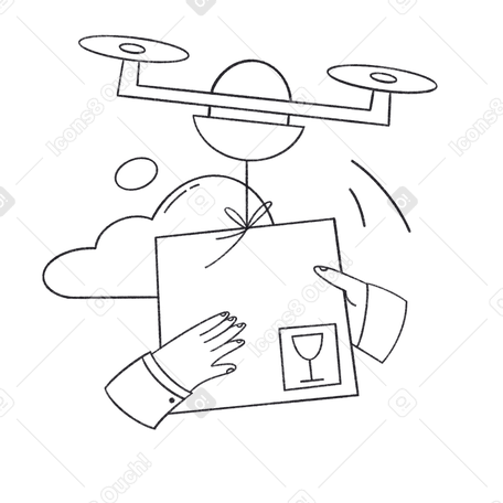 drone delivered a package to a person Illustration in PNG, SVG
