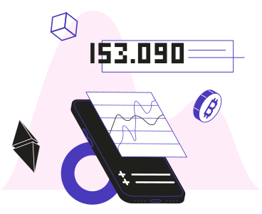 Cryptocurrency market and exchange on phone screen PNG, SVG