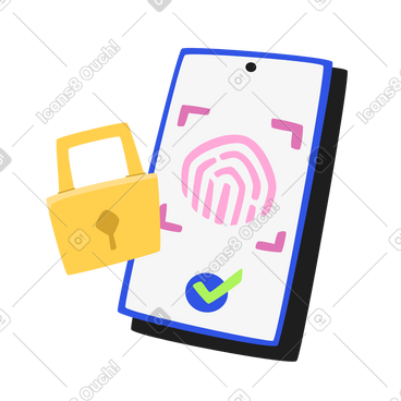 指纹验证的安全性动态插图，格式有GIF、Lottie (JSON)、AE