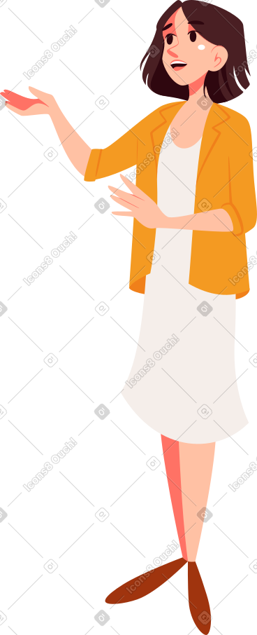 一件白色礼服和黄色夹克的女孩 PNG, SVG