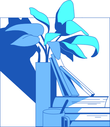 frame with books and plant PNG, SVG