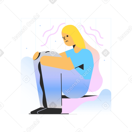 Upset woman sitting anxiously Illustration in PNG, SVG