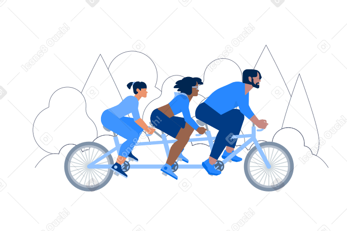 People on tandem bicycle PNG, SVG
