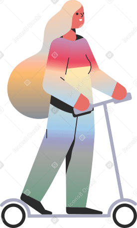 girl a walk with a scooter PNG、SVG