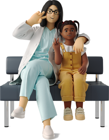 doctor and child sitting PNG、SVG