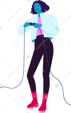 Mujer joven con cables PNG, SVG