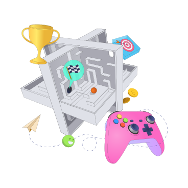 Gamification with gaming controller and maze  PNG, SVG