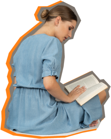 Donna con un libro PNG, SVG