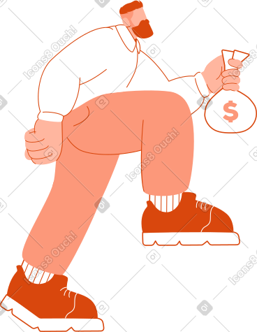 男子拎着一袋美元爬上来 PNG, SVG