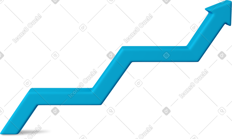 3D blue zigzag up arrow PNG, SVG