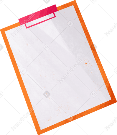 orange clipboard folder with a white sheet of paper Illustration in PNG, SVG