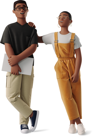 man and woman standing and laughing PNG, SVG