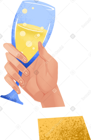 hand holding a glass of champagne PNG, SVG