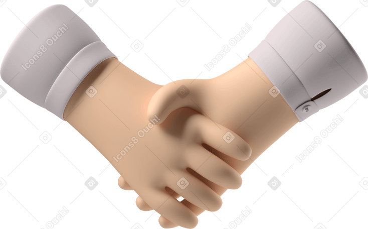 3D Рукопожатие рук с бледной кожей в PNG, SVG