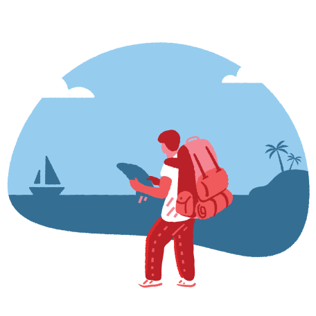 Illustration Touriste avec un sac à dos aux formats PNG, SVG