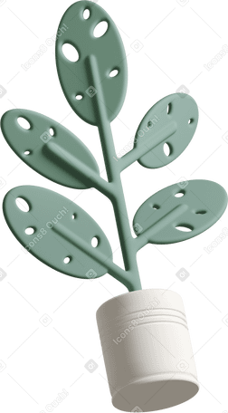 3D monstera plant with holes in its leaves Illustration in PNG, SVG