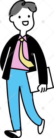 Молодой человек в костюме с портфелем в PNG, SVG