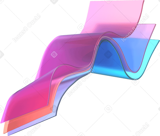 3D wavy, layered colourful glass ribbons PNG, SVG
