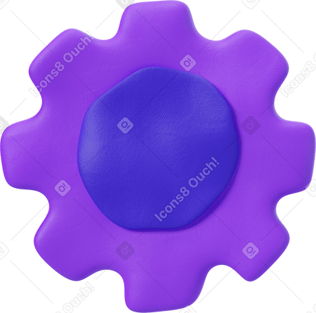 3D Purple gear Illustration in PNG, SVG