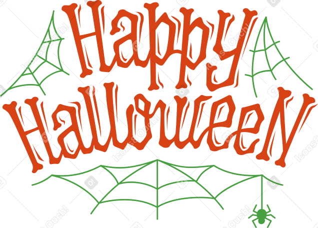 lettering happy halloween with spider web Illustration in PNG, SVG